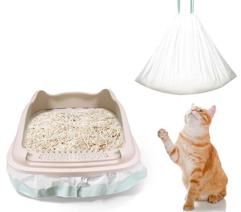 ZeLing HTL Sacs Litière Jumbo 37x18 po – 2 mil, Résistants griffes, Cordon, Lot de 40