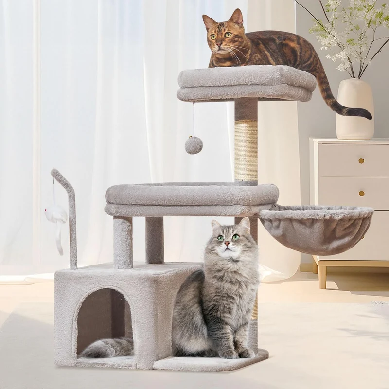 Taoqimiao Arbre à Chat MS043W – Tour de 32,2 pouces pour Chats d’intérieur, Grand Perchoir et Niche