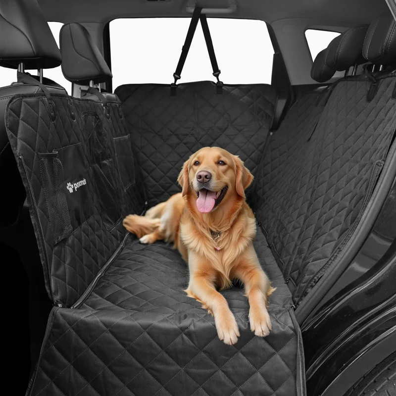 pawander Couvre-Siège pour Chien – Protection Arrière et Porte, Étanche, Doux Rembourré pour SUV et Berline (Noir)
