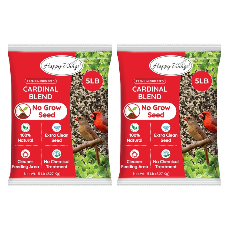 Happy Wings Cardinal Blend – Mélange de graines de tournesol et carthame, 10 lb (2×5 lb) | Sans pousse