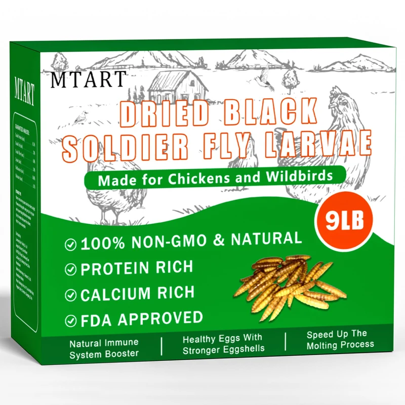 MTART 9 lb – Larves noires sèches pour poules | Protéines élevées, calcium élevé