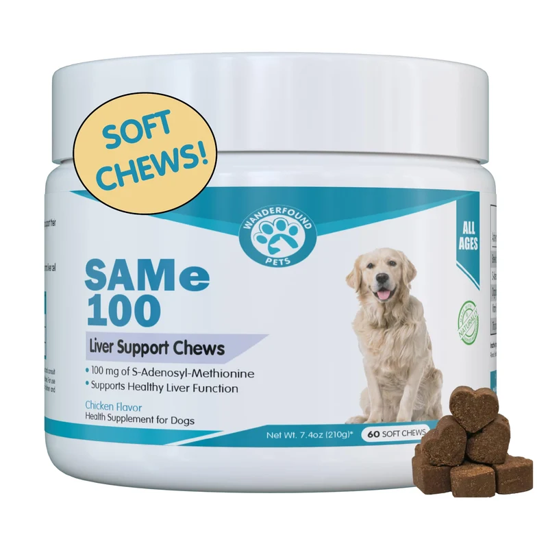 Pawsitive Same100 – Soutien hépatique pour chiens avec SAM-e, bouchées bacon