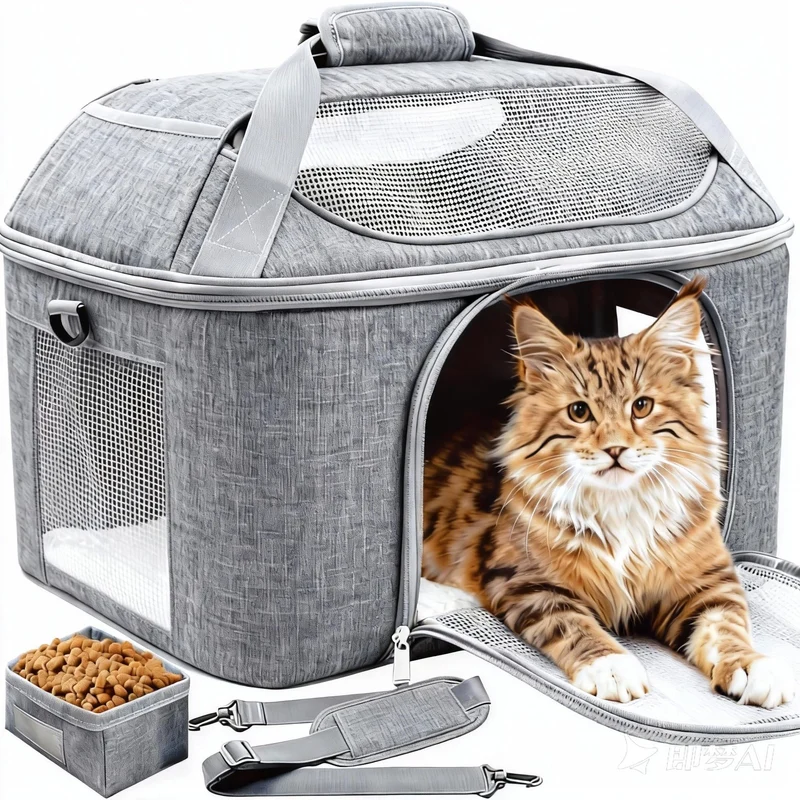 KTSOLRA Porte-Petit Animal Sous-Siege – 17x11.8x13 cm, jusqu’à 9 kg, Transporteur souple 3-en-1 (Gris)