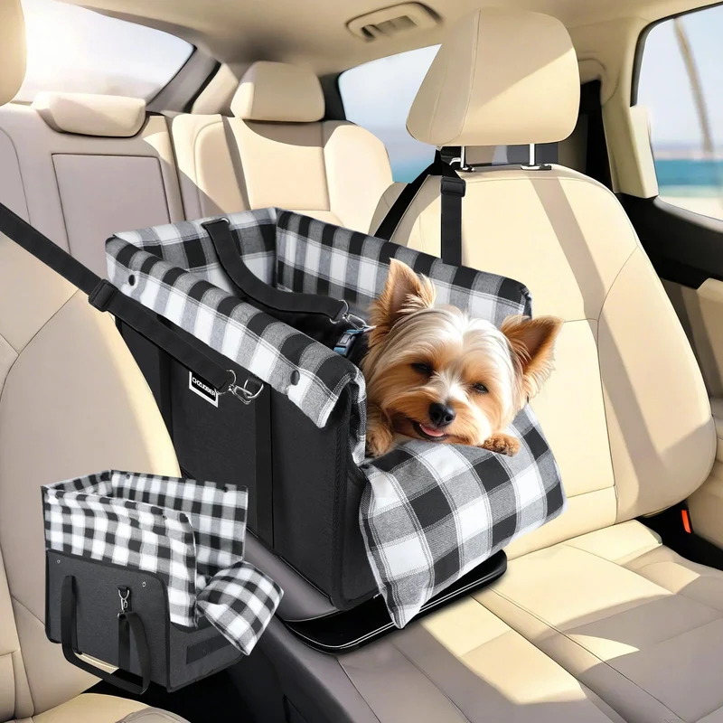 CHZUOBER Siège chien console centrale – Détachable et lavable, anti-effondrement, jusqu-a 5 kg (Noir)