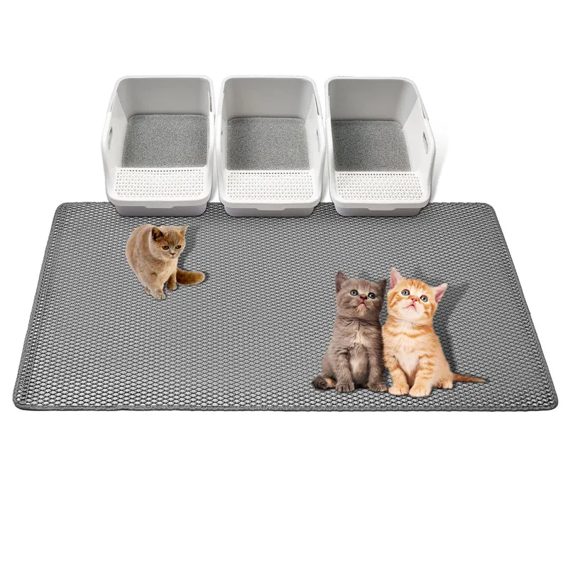 GRELY Tapis de Litière pour Chat XXL – 47''×36'' (environ 120 cm × 90 cm), Double Couchage, Étanche, Antidérapant