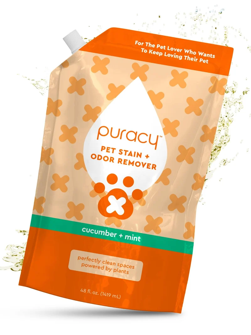 Puracy – Nettoyant enzymatique pour taches et odeurs d’animaux – Concombre & Menthe, 48oz, sans rinçage