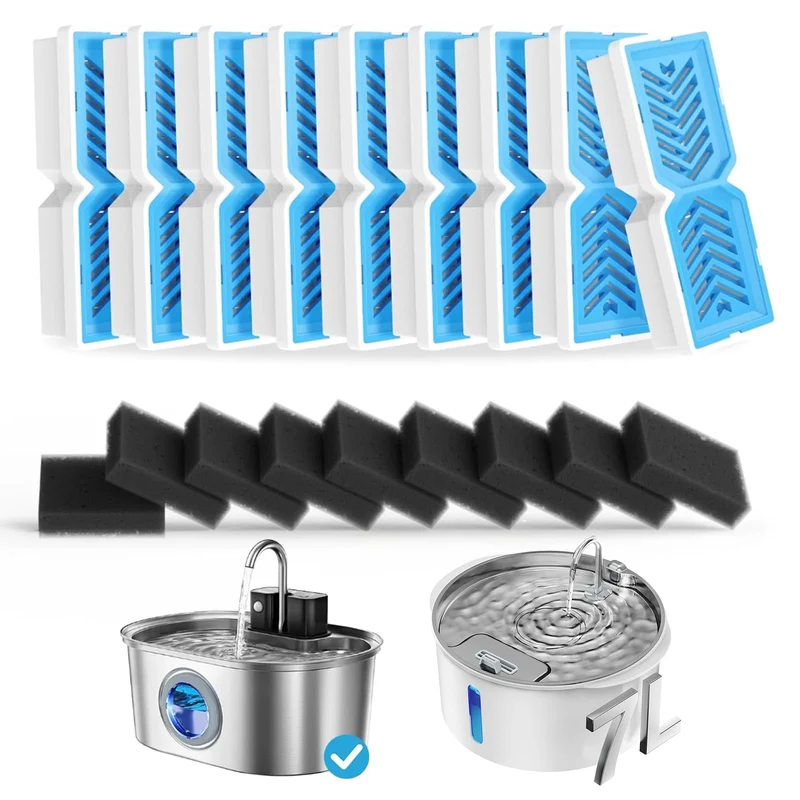 PEKTACO – Pack de 9 Filtres Fontaine pour Animaux, 3,2 L/7 L, Compatibles 412 & 418