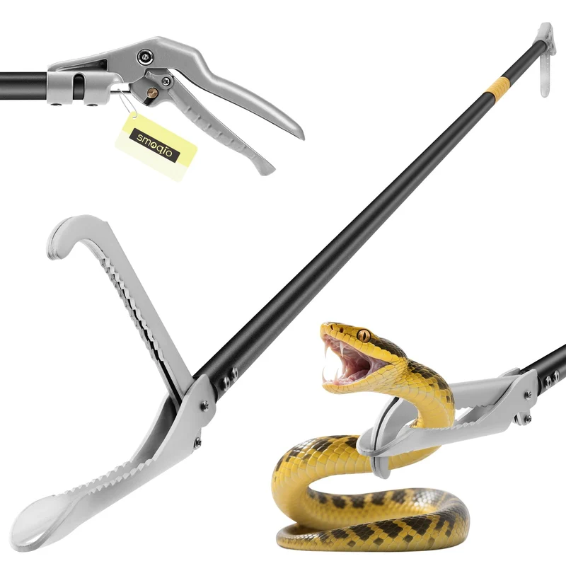 SMOQIO Grappin Serpent 59 po en Aluminium – Pince Reptile Pro, Poignée Antidérapante et Verrouillage