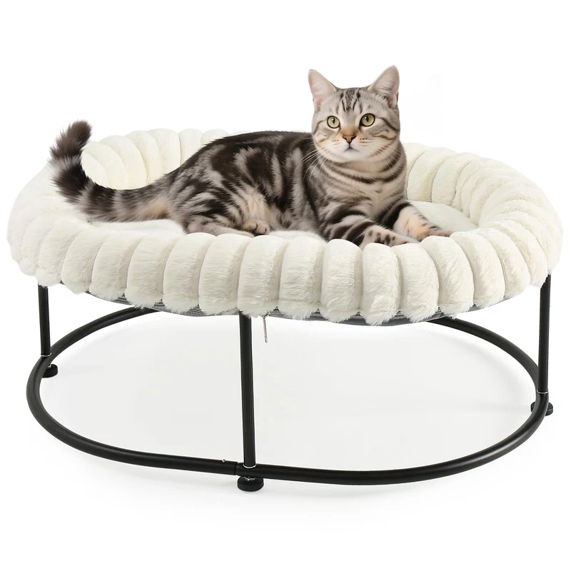 Sunhoo lit chat élevé – hamac intérieur pour chat, cadre en acier, coussin lavable, montage facile | 58 × 43 × 21 cm
