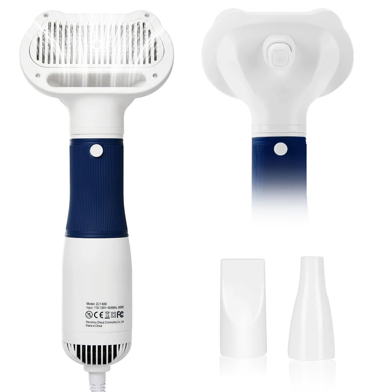 POPET Sèche-poils Pro 3-en-1 pour animaux – Brosse intégrée, Température réglable, Silencieux et Portable