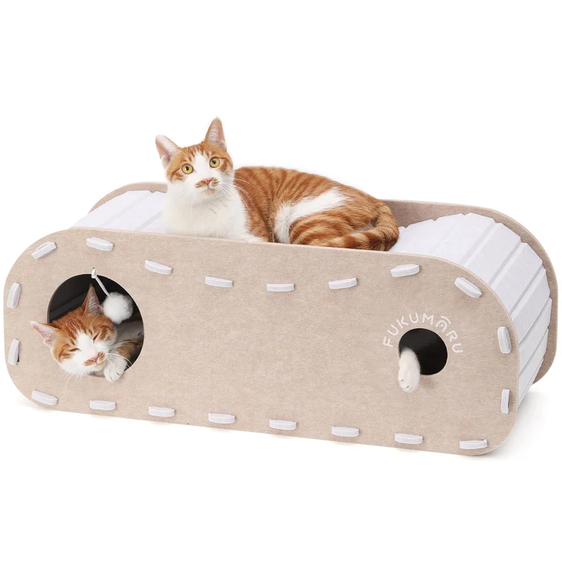 FUKUMARU Grand Nid Chat 31,5 pouces – Cave-Tunnel Douillet pour Chats Multiples