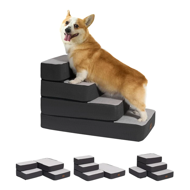 Garnpet Escaliers pour Chien et Chat – 4 Étapes Réglables, Antidérapants, Pliables, Pour Lit