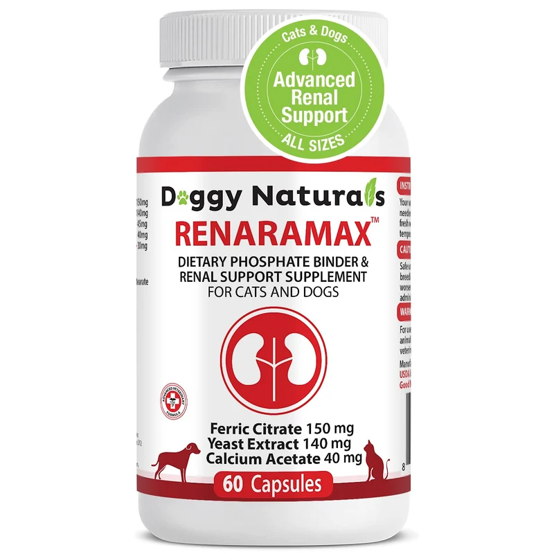 RENARAMAX – Liaison de phosphate et soutien rénal pour chats et chiens (60 capsules) — Fabriqué aux États-Unis | Pet Health Pharma