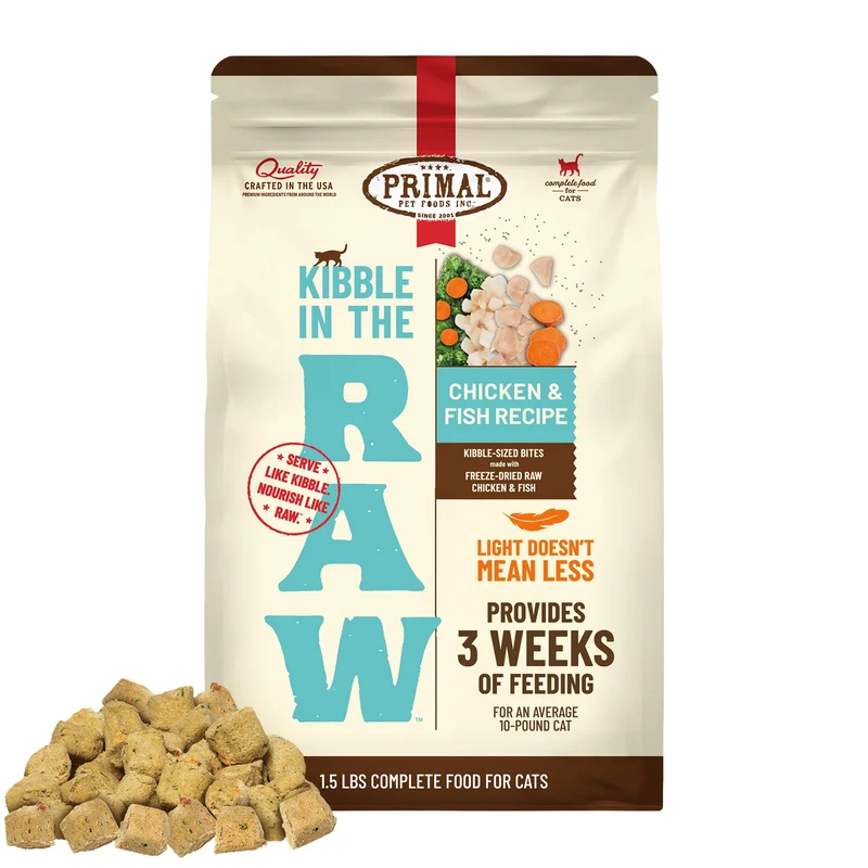 Primal Kibble en The Raw – Nourriture sèche crue pour chat, poulet et poisson, prêt à servir, 24 oz – Primal Pet Foods, fabriqué aux États‑Unis