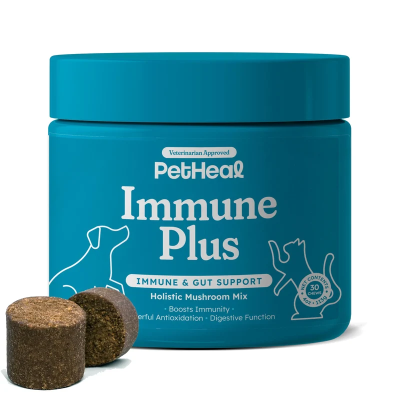 PetHeal Immune Plus – Friandises pour chiens | Soutien immunitaire, énergie et foie sain | Goût porc | 30 friandises
