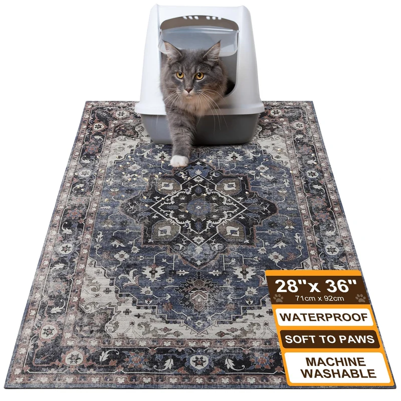 BEAUTYZOO Tapis Litière Chat 28x36 po — Grand tapis anti-projections et étanche