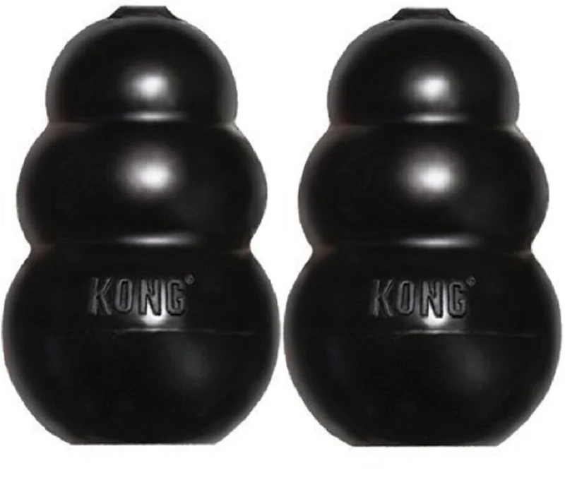 KONG Extreme – Lot de 2 Jouets Chien Noir, Caoutchouc Ultra-Résistant (Grand)