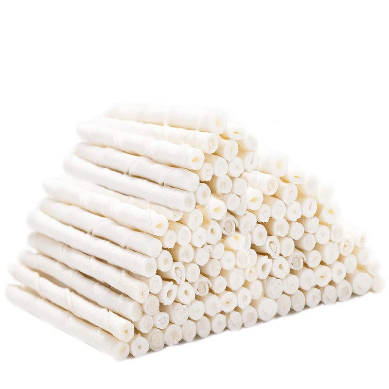 MON2SUN Bâtonnets torsadés en cuir brut 5 po – Friandises naturelles pour chiots et petits chiens, 120 pièces