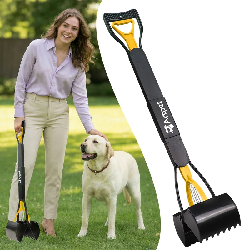 Artpet Ramasse-cacas pour Chien – 32 po, Long Manche, Grand Chien, Sans Se Pencher, Jaune