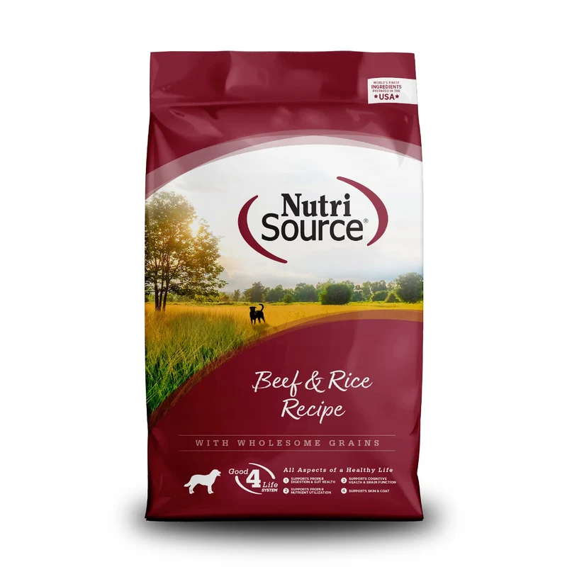 NutriSource Croquettes pour Chien – Boeuf et Riz, Sac 4lb