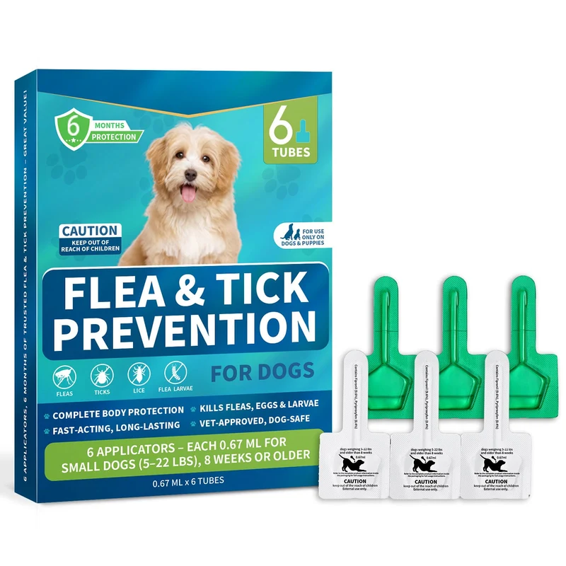 Lerqua – Prévention puces et tiques pour petits chiens (6 mois, kit de 6 tubes)