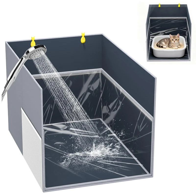 Aokeyee Garde-litière XXL pour Chat – Pliable et Étanche (69x55x42 cm)