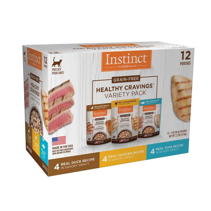 Instinct Healthy Cravings Toppers Humides Sans Cereales pour Chat — Pack Varié, Sachets 3 oz