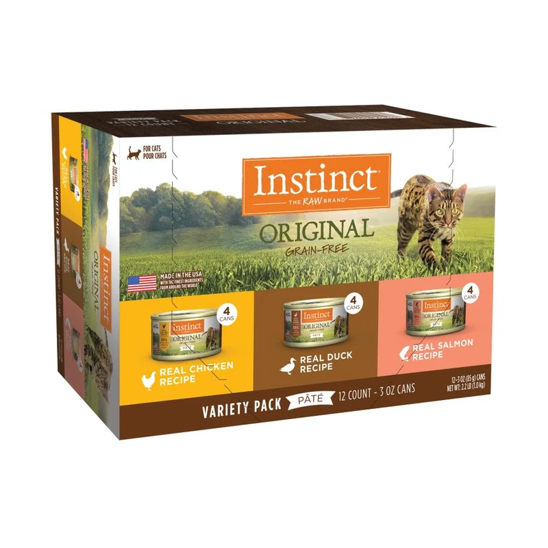Instinct Original Sans Céréales – Pack Variété Nourriture Humide en Conserve pour Chat, Nature's Variety, 3 oz x12