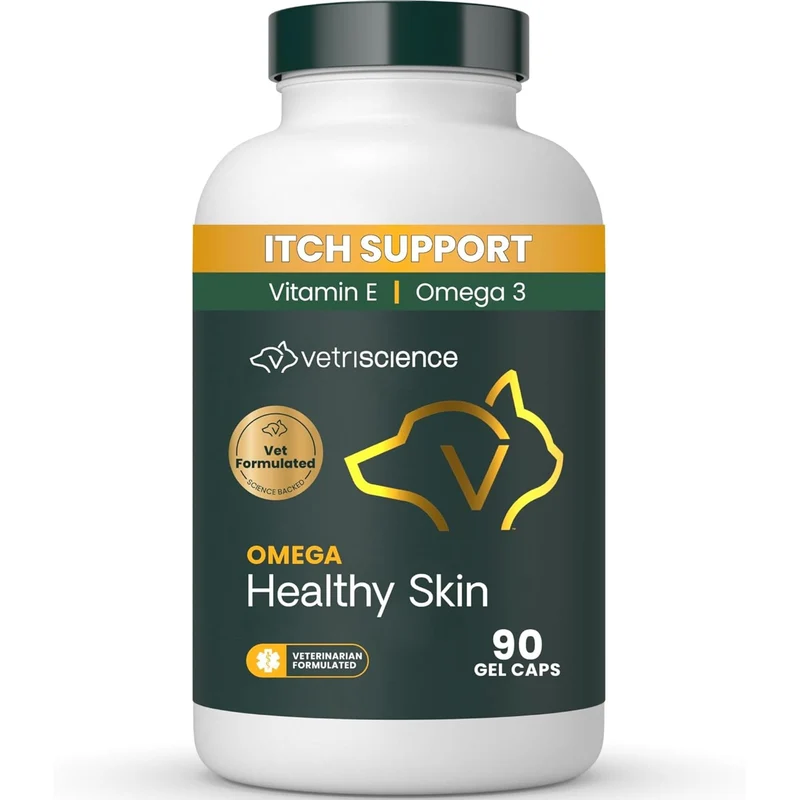 VETRISCIENCE Omega Peau et Pelage – Oméga 3,6,9 pour chiens et chats, 750+ mg par capsule, 90 gélules