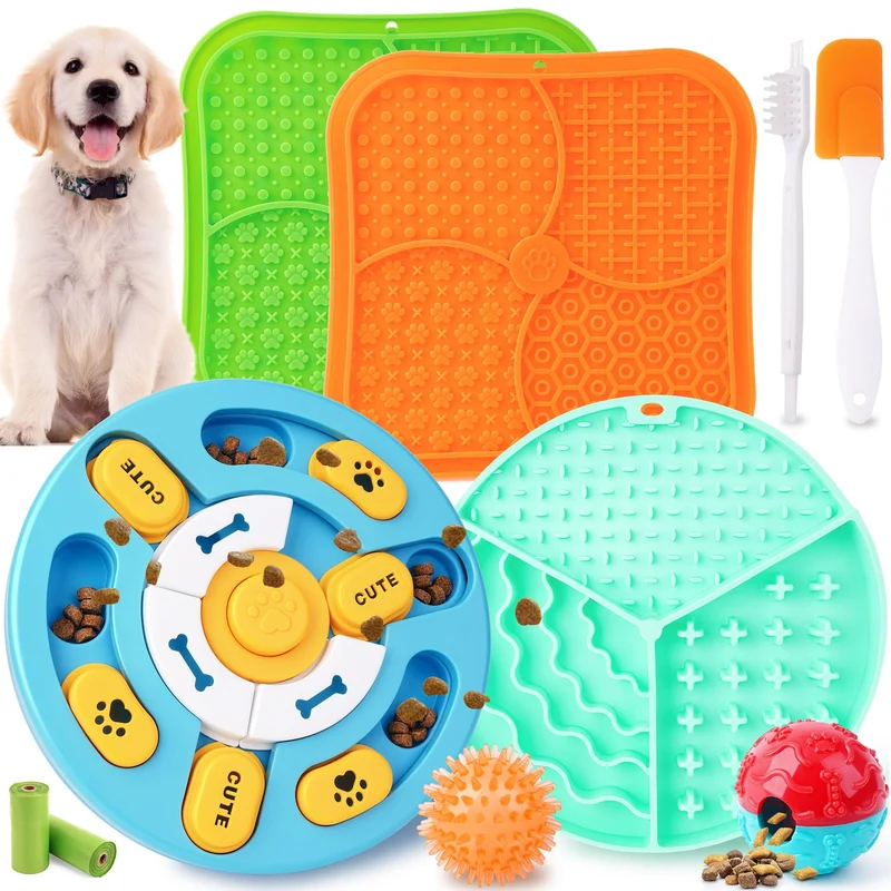 Forfon 10 Pack: Jouets d'énigme pour chien + Tapis de léchage et Gamelle à ventouse