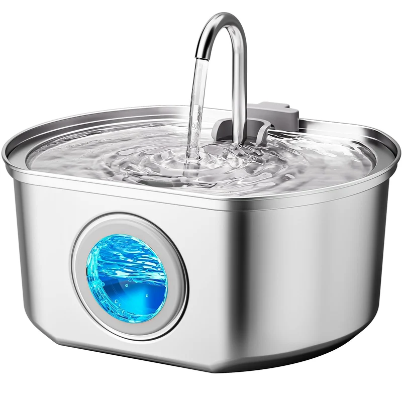 Neareal Fontaine pour Chats en Inox 304 – 3,2 L, Filtration Quadruple et Débit Silencieux