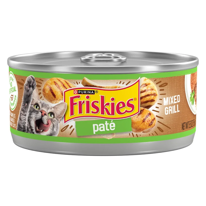 Purina Friskies Alimentation humide pour chat – Pâté Mixed Grill, lot de 24 boîtes de 156 g