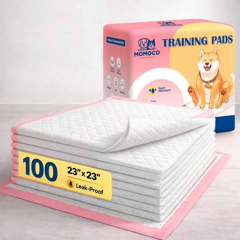 MoMoCo Alèses Roses pour Chien 23x23 — 6 Couches Ultra Absorbantes, Étanchéité Anti-Fuites, Lot de 100