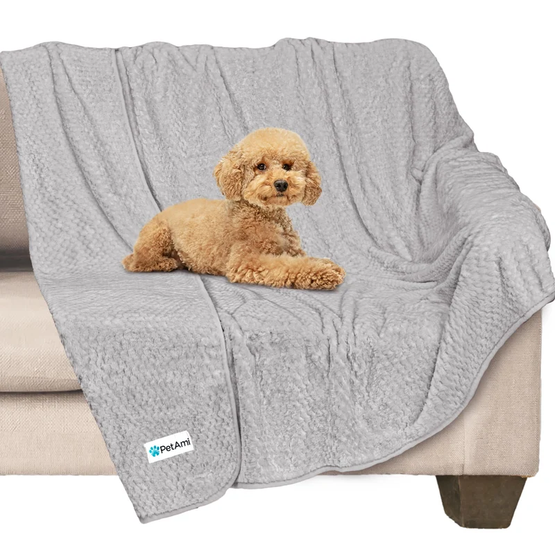 PetAmi Couverture Imperméable pour Chien et Chat 40x60 – Protège-Meubles Doux et Réversible, Gris Clair