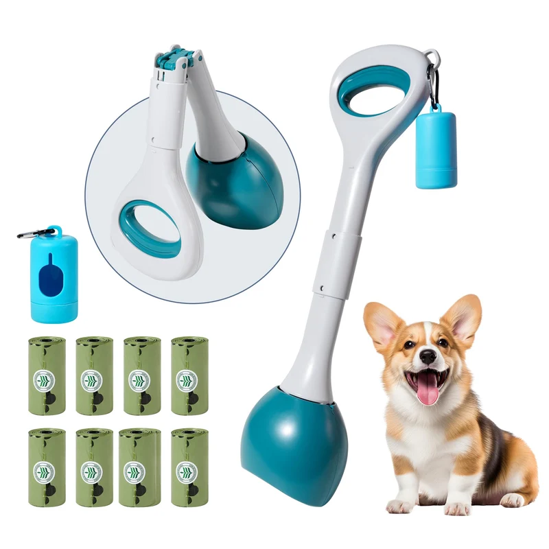 NYEONHRT Ramasse-Crottes pour Chien – Poignée 19 po, Sac Attache, Pliable (Vert)