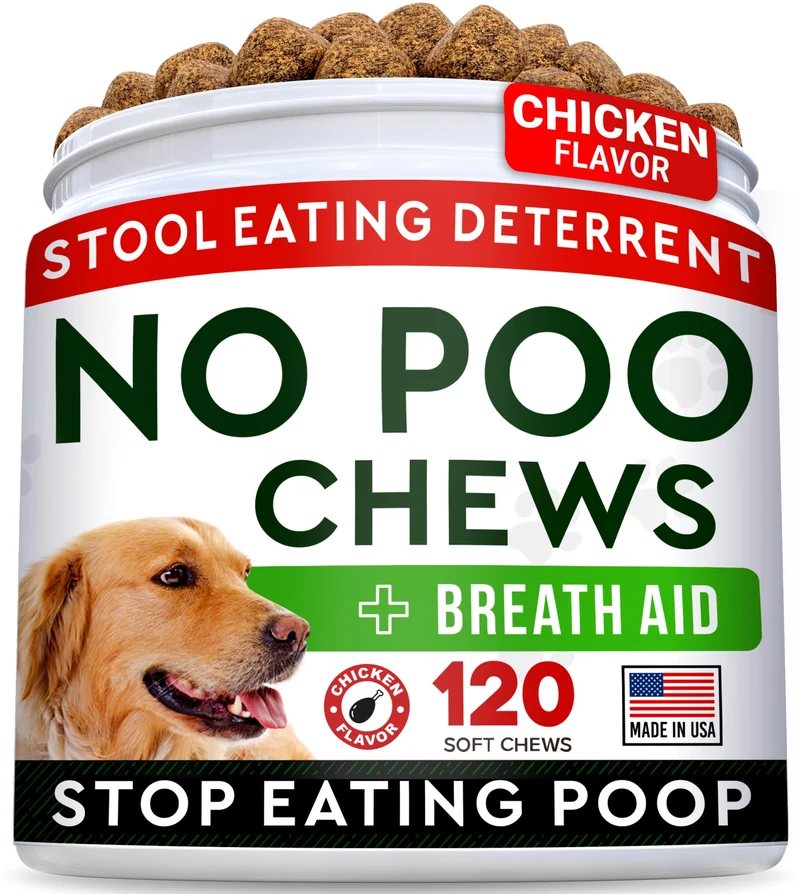 STRELLALAB No Poo Treats — Dissuasion des selles chez les chiens, enzymes digestives et soutien intestinal — 120 friandises molles