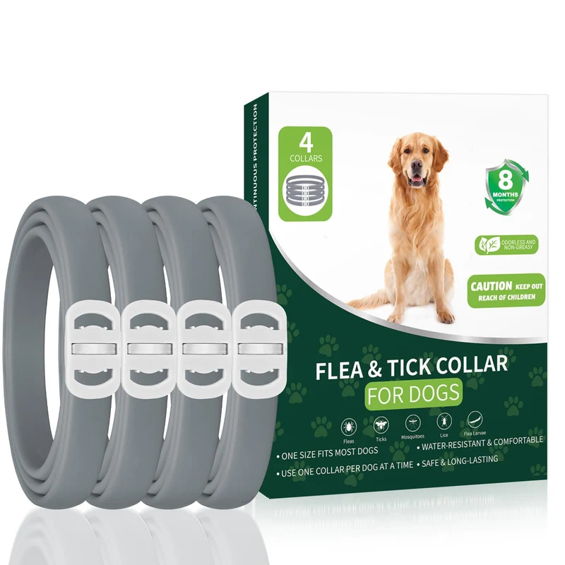 KYGNE Collier Anti-puces et Tiques pour Chiens – Pack 4, 32 Mois, Étanche et Ajustable
