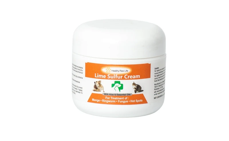 Healthy Paw Life Crème Lime Sulfur – Soin peau animale (2 onces) pour chien, chat et cheval