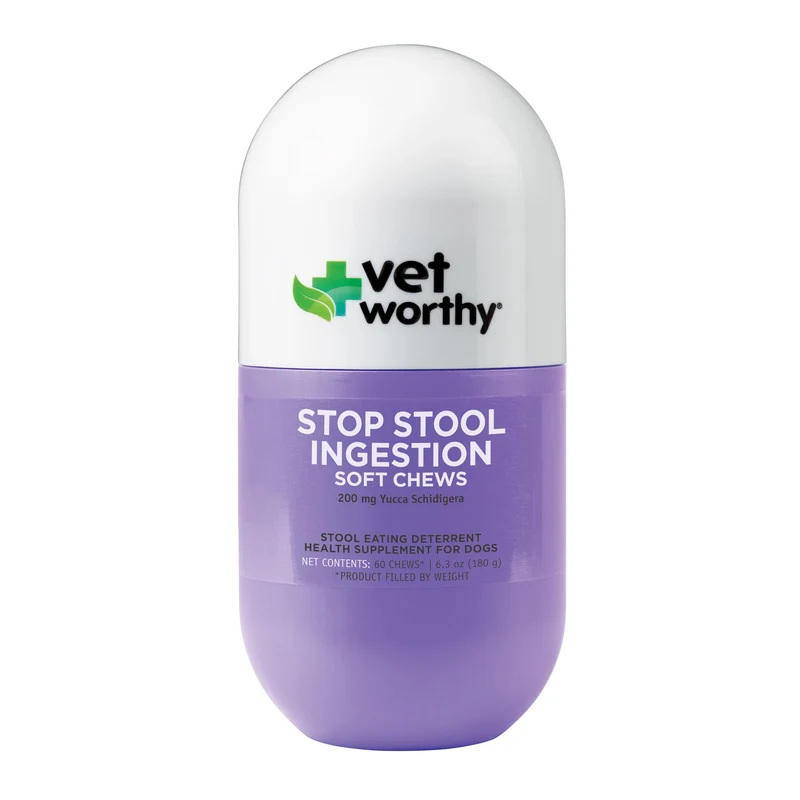 Vet Worthy Dissuadeur de Coprophagie pour Chiens – 60 Bouchées Souples avec Camomille et Yucca