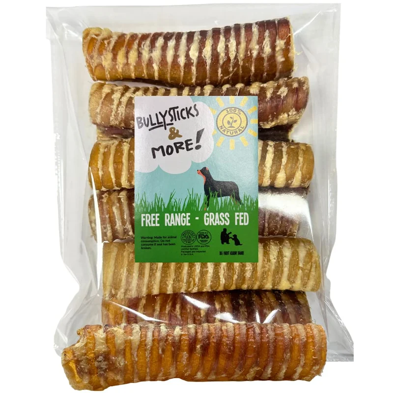 BULLYSTICKS & MORE Trachee de boeuf 6 pouces (12 pièces) – Friandises à mâcher longue durée pour chiens