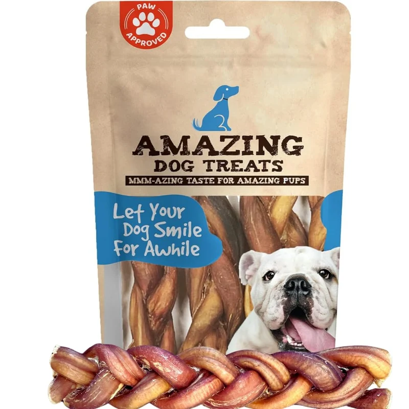 Amazing Dog Treats : Bâton Bully Tressé 6 pouces – Pack de 5 Friandises pour Chiens