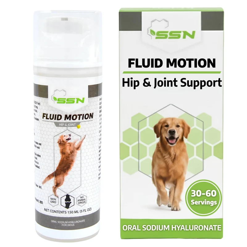 Fluid Motion – Soutien des hanches et articulations pour chiens | Hyaluronique liquide, arôme pomme | Sound Science Nutrition