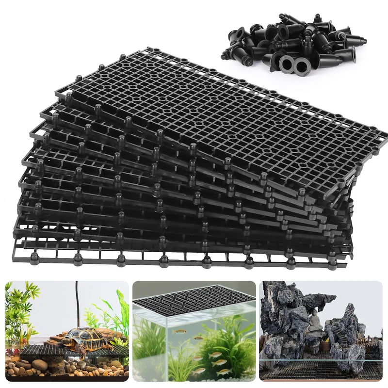 Hygger CO2 — Diviseur de bac d'aquarium 12 pièces avec grille nid dabeilles et 72 supports (11,6 × 5,7 pouces) noir