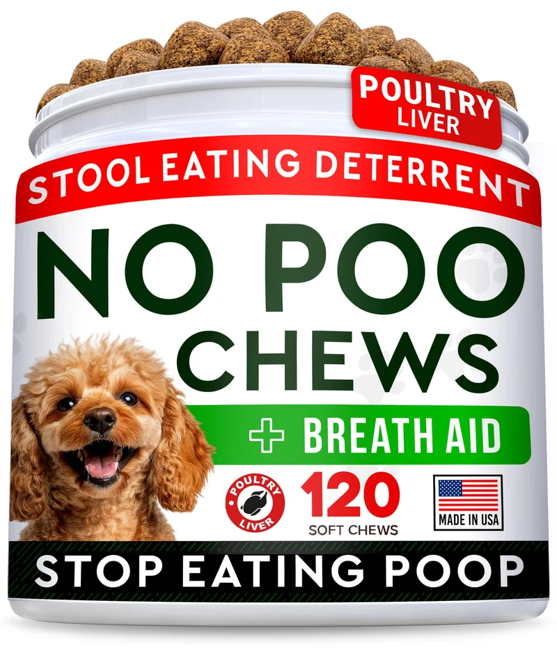 STRELLALAB No Poo Chews pour Chiens – Dissuasion Coprophagie avec Probiotiques et Enzymes, Soutien Digestif et Haleine Fraîche – 120 Gommes – Fabriqué aux États-Unis