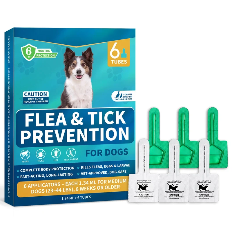 Lerqua Gouttes Prévention Puces et Tiques – Chien Moyen (6 Mois), 23–44 lb