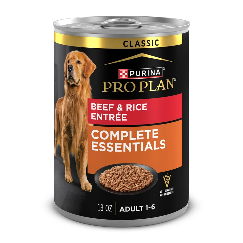 Purina Pro Plan Complete Essentials Classic Pâté pour chien – Boeuf et Riz, Entrée en pâté, Pack de 12 boîtes de 370 g
