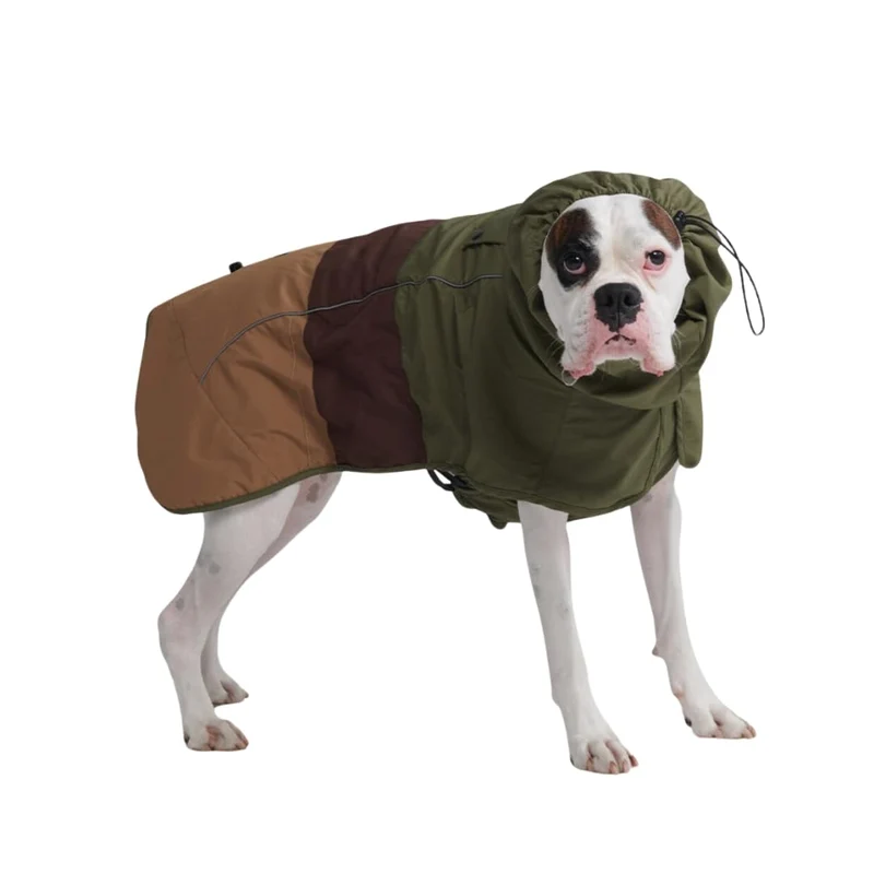Spark Paws Manteau Pluie pour Chien – Imperméable et Coupe-vent, 3XL, Vert/Marron/Beige