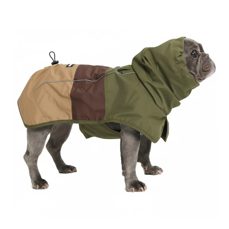 Spark Paws Manteau Pluvieux pour Chien – Imperméable, Couverture Totale, Tailles 3XL à 4XL – Vert Marron Beige