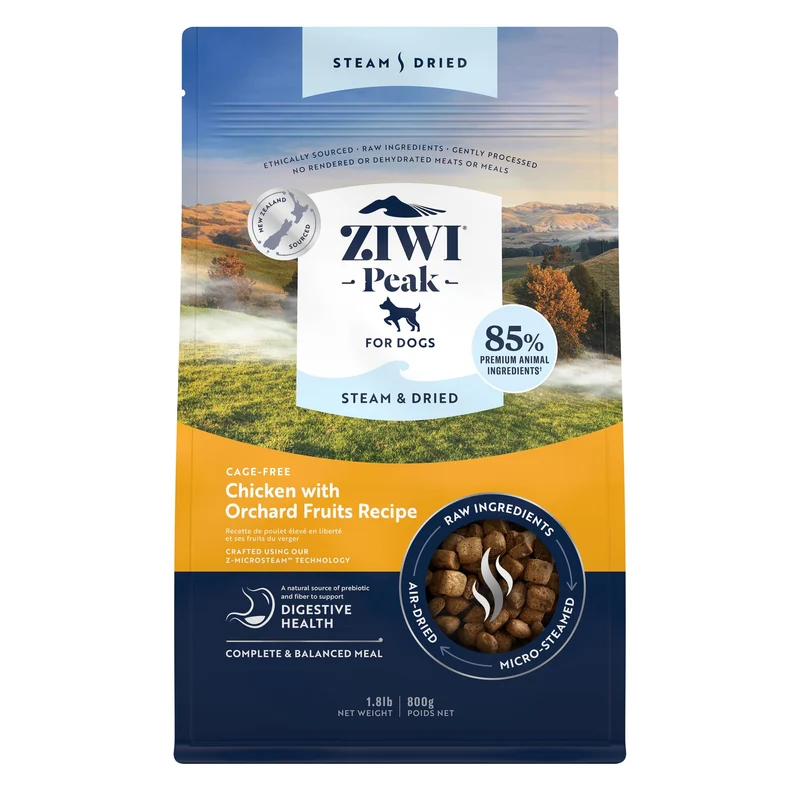 ZIWI Peak – Nourriture pour chiens cuite à la vapeur et séchée, poulet élevé sans cage avec fruits