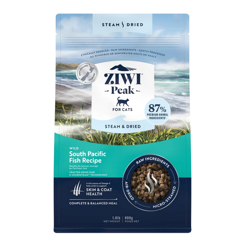 ZIWI Peak Steam & Dried Cat Food – Poisson Sauvage Pacifique Sud – Haute Protéine, Peau et Pelage